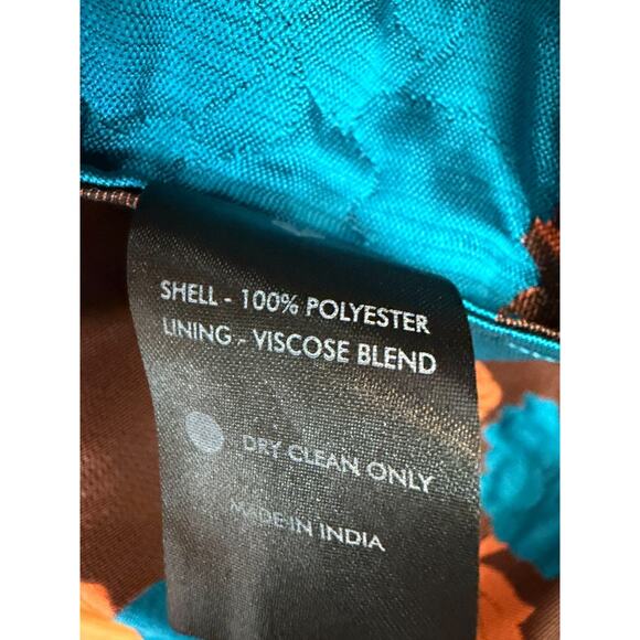 Emily Lovelace Dress Size 4/6 Teal With Rust Flowers Collared Preppy POCKETS! - Picture 3 of 5